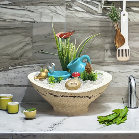 מזרקה אובלית (דגם רחב) אבני קוורץ