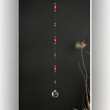 מובייל קריסטל 40 מ״מ אבן קורל אדומה