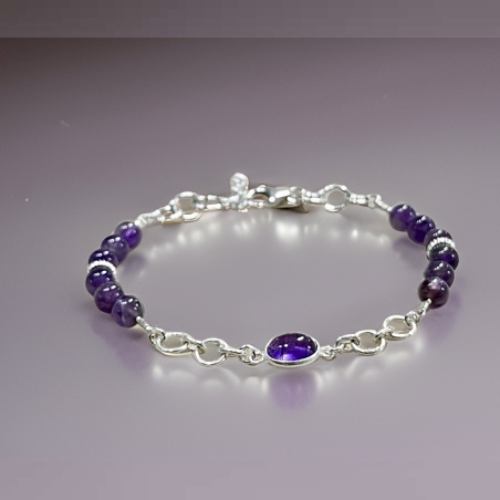 צמיד כסף 925 בשיבוץ אבן האמטיסט