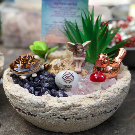 מזרקה בינונת מעורבת אמטיסט רוז קוורץ וסיטרין