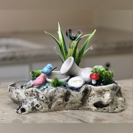 מזרקת גזע כד מעורבת אמטיסט ואמזונייט