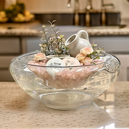 מפל מים בכלי זכוכית מעוצב מכיל 100% אבני קריסטל בשילוב תאורה