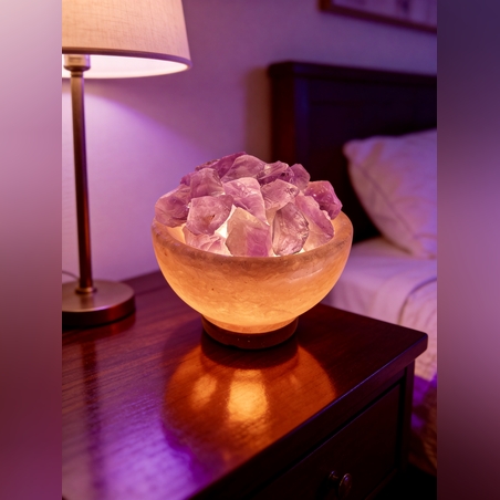 קערת מלח עם אבני קריסטל אמטיסט