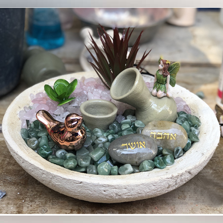 מזרקה עגולה גדולה מעורבת אוונטורין ורוז קוורץ