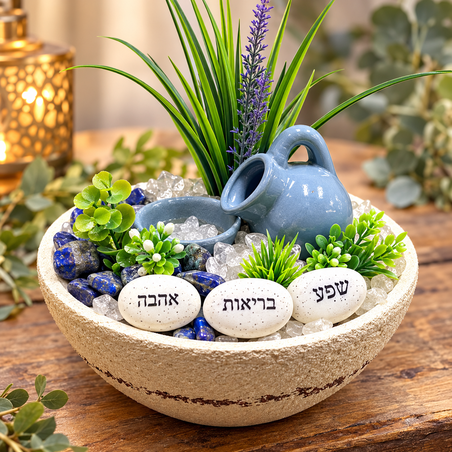 מזרקה בינונית מאבני קריסטל קוורץ ולאפיס