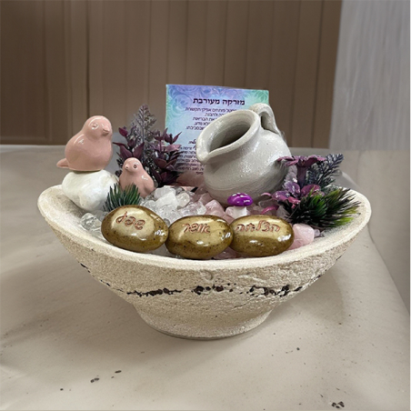 מזרקה אובלית (דגם רחב) מעורבת קוורץ ורוז קוורץ