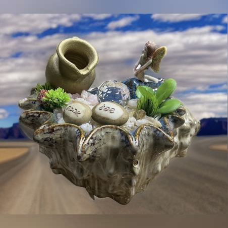 מזרקת קריסטל קונכיה בשילוב כד ותאורה