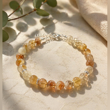 צמיד קריסטל אבני סיטרין בשיבוץ כסף 925