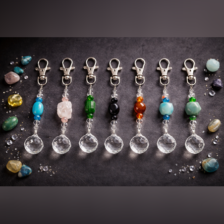 מחזיק מפתחות עם קריסטל במגוון צבעים