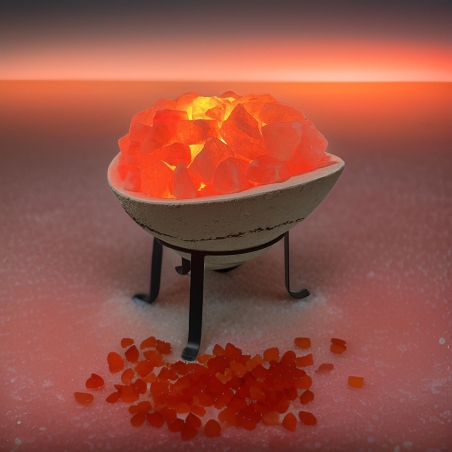 מנורת מלח הימלאיה אובלית גדולה על מעמד מתכת