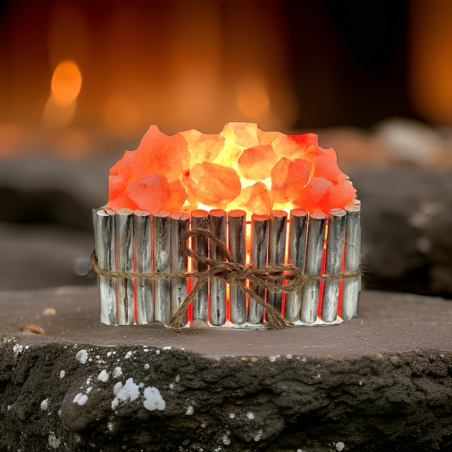 מנורת מלח במבוק  עץ מלבני