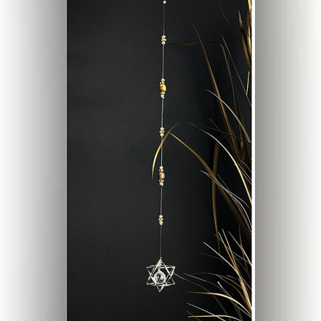 מובייל מגן דוד עם אבן הטייגר איי (עין הנמר)