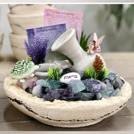 מזרקת גלם גדולה מעורבת פלואורייט ורוז קוורץ