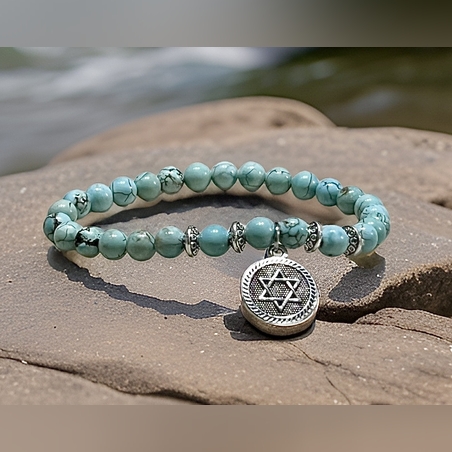 צמיד מגן דוד מאבני קריסטל טורקיז