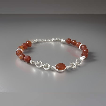 צמיד כסף 925 בשיבוץ אבן הקרנליאן