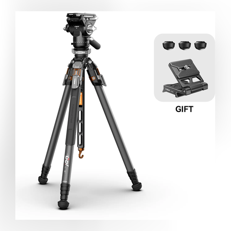 חצובת סיבי פחמן COMAN T1SV5 נפתחת בלחיצה 68.9 אינץ' לצילום וידאו וצילום עם ראש