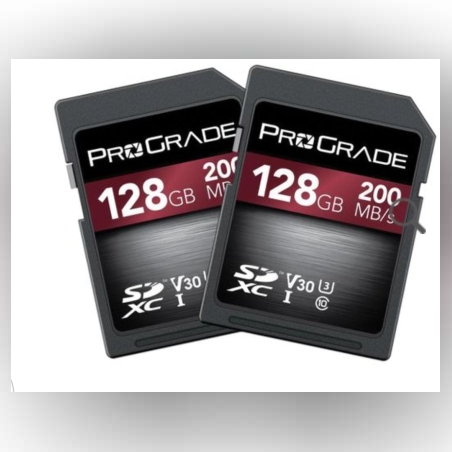 מארז זוג כרטיסי זיכרון ProGrade 128GB SDXC V30 UHS-I