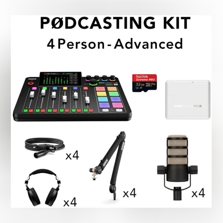 קיט מוצרים לפודקאסט 4 דוברים RODE Podcasting Kit Advanced