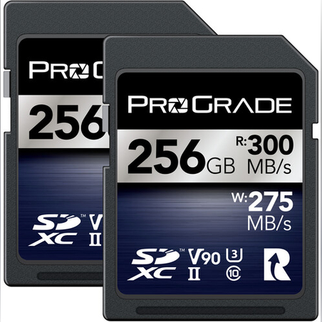 זוג כרטיסי זיכרון ProGrade 256GB SDXC UHS-II V90 Iridium