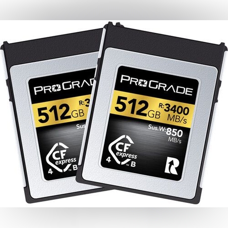 זוג כרטיסי זיכרון  ProGrade 512GB CFexpress 4.0 Type B  GOLD