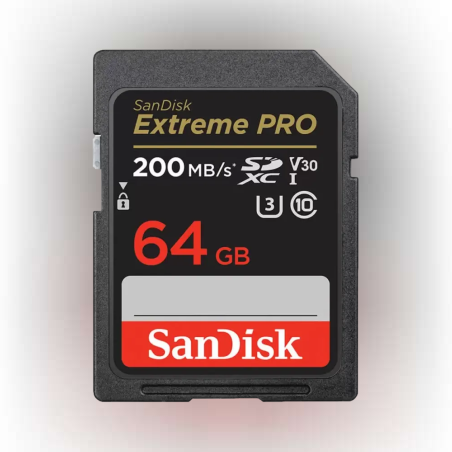 כרטיס זיכרון בנפח 64GB S.D EX PRO 4K 200S V30 מבית SANDISK