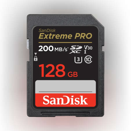 כרטיס זיכרון בנפח GB128 S.D EX PRO 4K 200S V30 מבית SANDISK