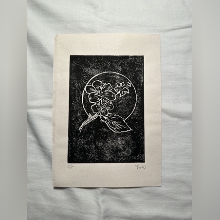 הדפס פריחת שקדייה הדפס בלט בעבודת יד על נייר יפני איכותי