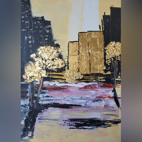 ציור אקריל על קנבס מתוח - לפנות זריחה
