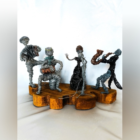 הלהקה פסל מחוטי מתכת בעבודת יד