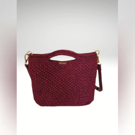 תיק בורדו סרוג בעבודת יד