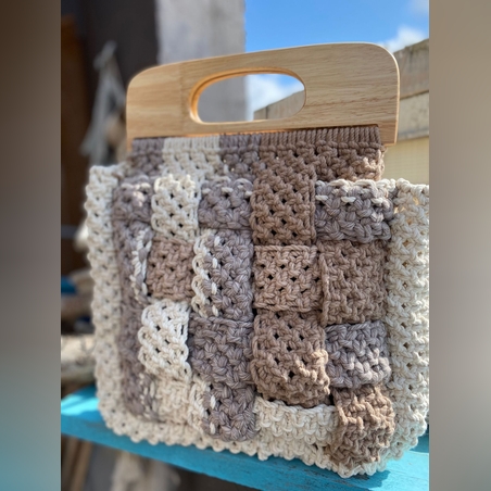 תיק משולב ידיות עץ עם ביטנה