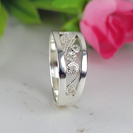 טבעת כסף בסגנון בוהו בעבודת יד דגם 414