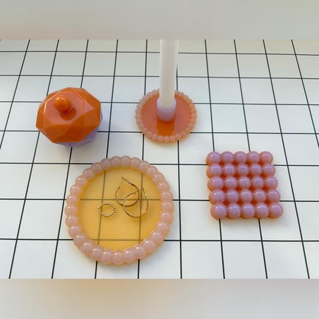 מארז נוי בועות בעבודת יד מאפוקסי בגווני כתום סגול