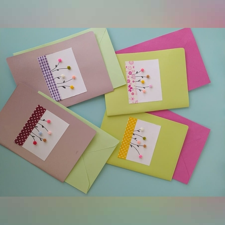 מארז 4 כרטיסי ברכה בעבודת יד