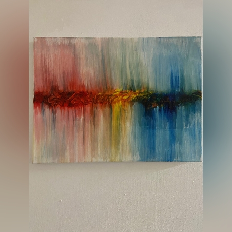 ציור חופשי בצבעי אקריל על קנבס