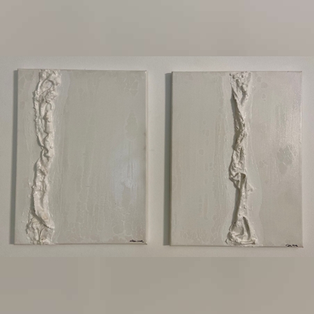 צמד עבודות תלת מימד, קנבס מתוח על עץ