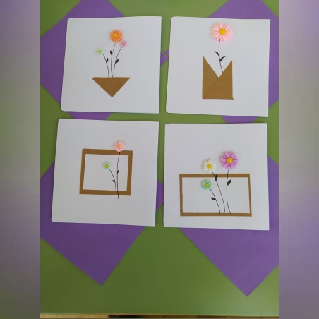 מארז 4 כרטיסי ברכה בעבודת יד פרחים