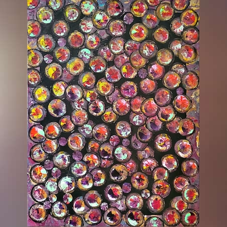 שדה פרחים- ציור אקריל על קנבס