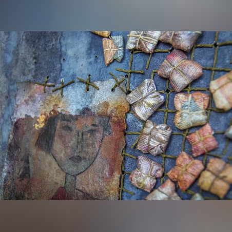 מתנות קטנות ­ יצירה מקורית הדפס תמונה¬ שזירה עם חוטי נייר