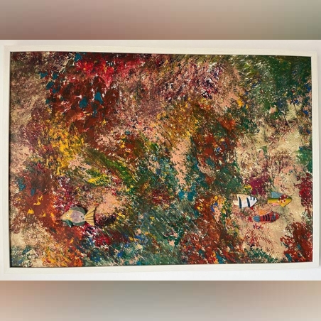 ציור בתלת מימד - אקריליק על קנבס גווני אדמה