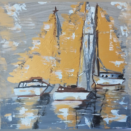 ציור אקריל על קנבס מתוח - בלב ים