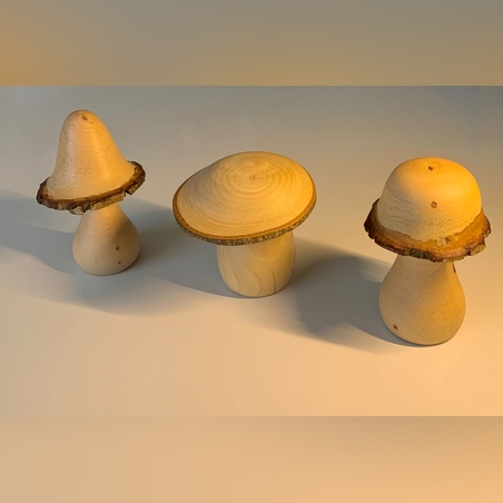 שלוש פטריות עץ לנוי בעבודת יד