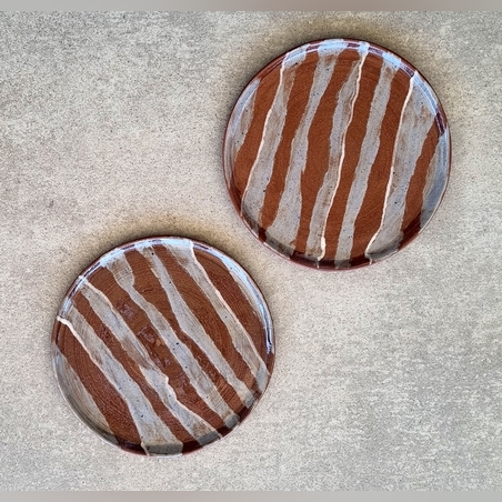 זוג צלחות פסים כחול ג׳ינס