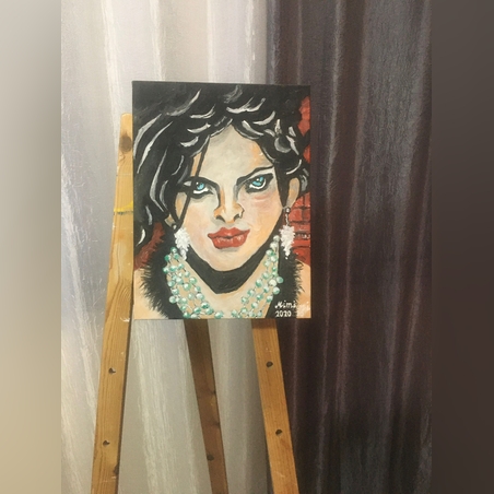 ציור עיניים ספרדיות טכניקה מעורבת