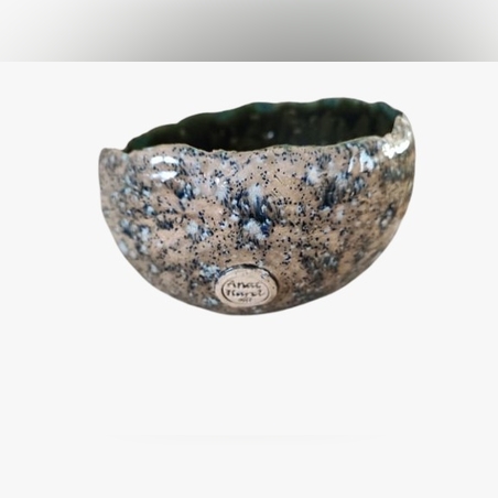 קערית נוי מחימר קרם כחול לבן