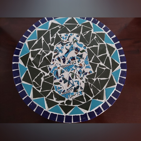 תחתית מסתובבת lazy suzy מפסיפס עם דוגמת חמסה וכוכב