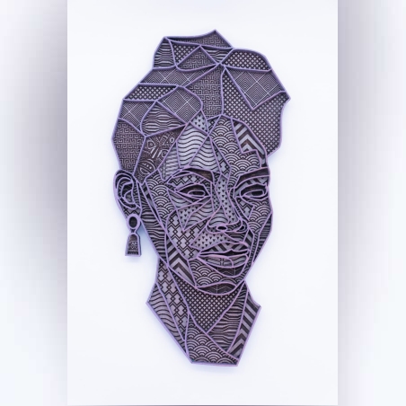 קישוט קיר בהשראה אפריקאית- אפור וסגול מעושן