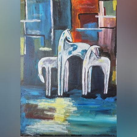 ציור אקריל על קנבס - טריו