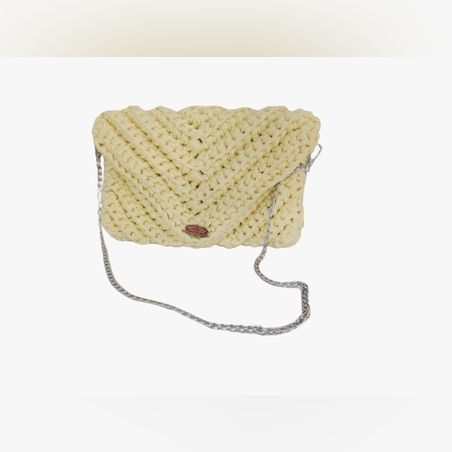 תיק מעטפה סרוג בעבודת יד צהוב בננה