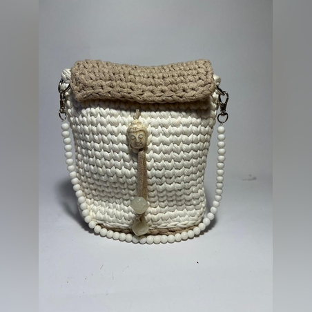 תיק סרוג עבודת יד מחוטי טריקו